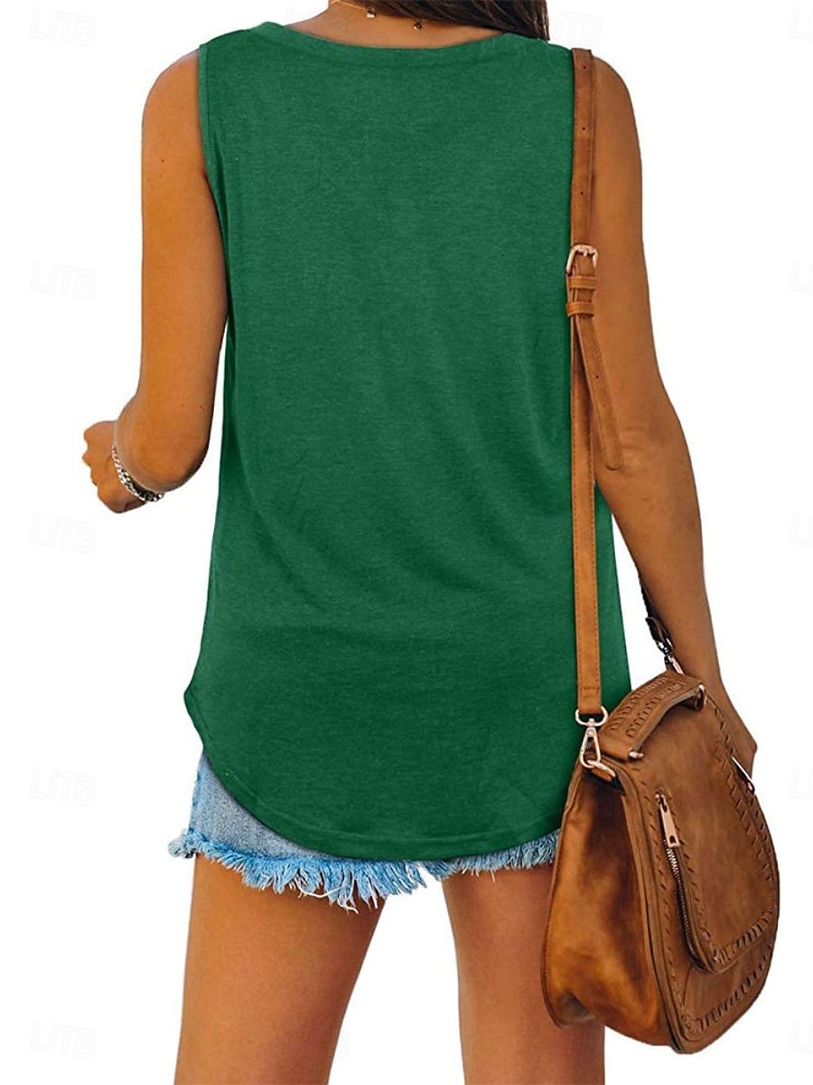 Damen Bluse Einfach Aktiv Vintage Ärmellos V Ausschnitt Lange Oberteile Täglich Ferien Ausgehen Blau Schwarz Weiß Gelb Hellgrün Sommer Frühling 2026 - $11.49 –P2