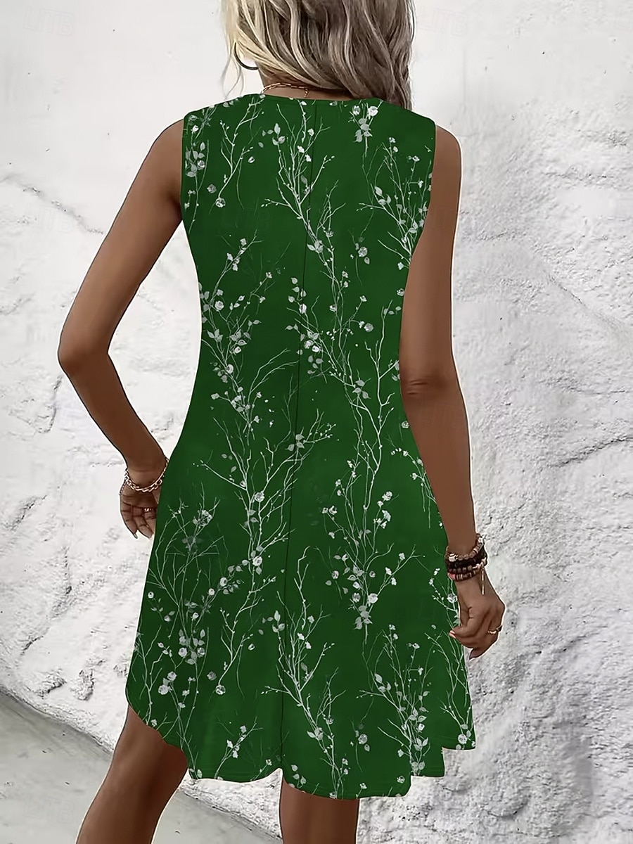 Women's Mini Dress Sundress A Line Dress Summer Dress Strapless Dress Vacation Casual Beach Going out Regular Fit Floral Graphic Sleeveless U Neck Blue Red Purple Green Summer Spring 2026 - $29.99 –P2