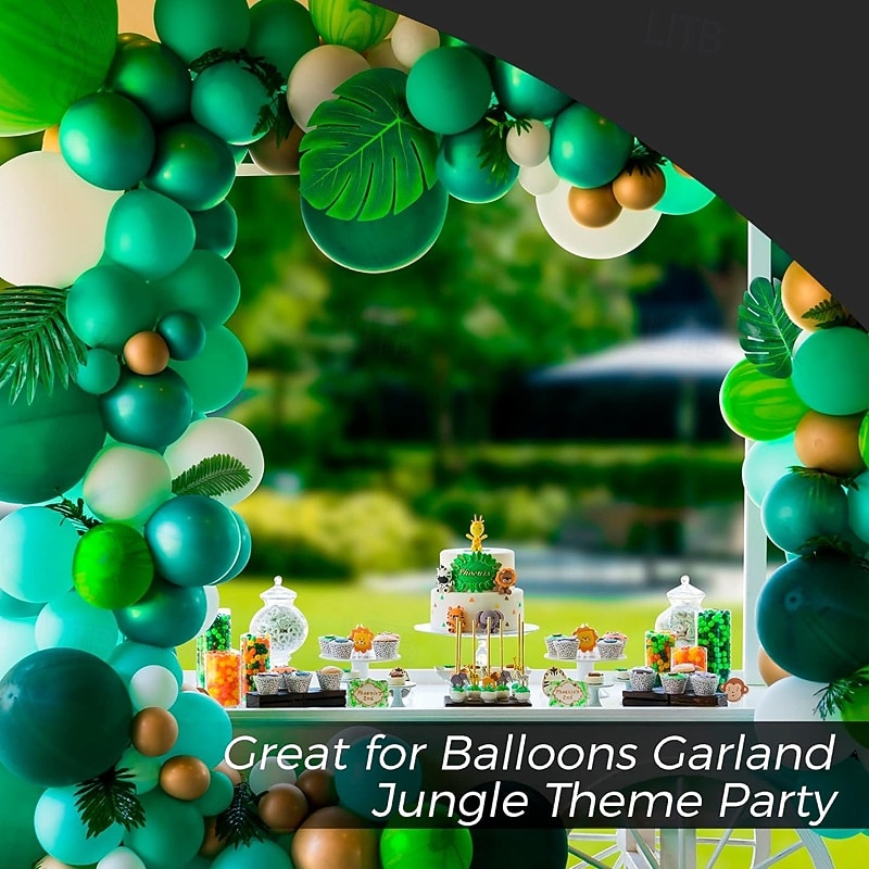 108 kusů palmových listů, umělých tropických monster - 6 druhů, velkých, malých, zelených, umělých palmových listů se stonky pro safari, džungli, havajskou luau, párty, dekoraci stolu, svatební, 2026 - $23.99 –P4