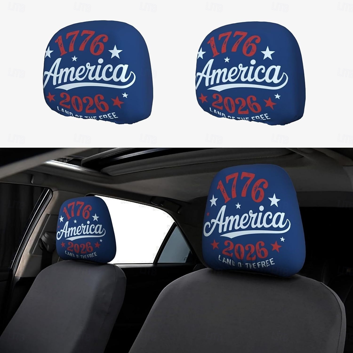 Funda para reposacabezas de coche conmemorativa del 250 aniversario, 2 unidades, conmemorativa de la Independencia de Estados Unidos (1776-2026), soporte espinal resistente para conducción de larga distancia, ajuste universal para coches, camiones y SUV. 2026 - $11.99 –P13