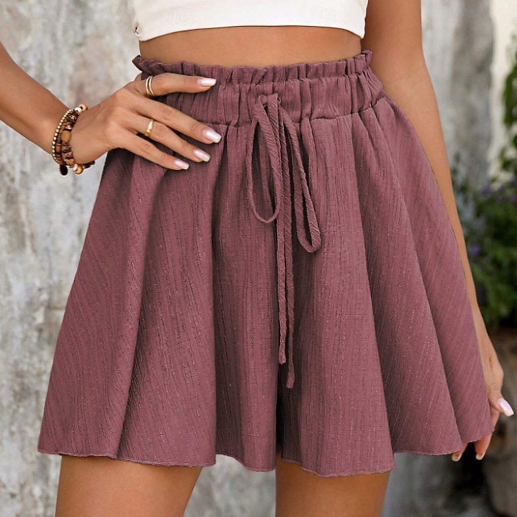 Women's Shorts Summer Shorts Beach Shorts Casual Shorts Vacation Fashion Basic Short Mid Waist Drawstring Elastic Waist Wide Leg Comfort Quick Dry Soft Micro-elastic Streetwear Beach Holiday Pink 2026 - $20.99 –P1