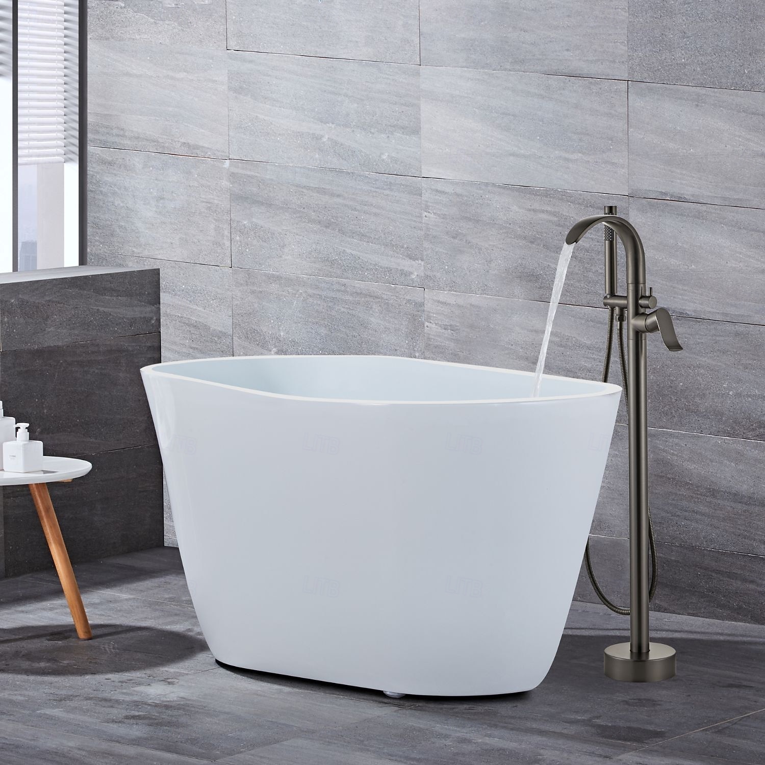 360° Rotating Free Standing Tub Faucet,Freestanding Bathtub Faucet With Sprayer,Floor Mount Bathtub Faucet,Tub Fillers With Handheld Shower,Brass Bathroom Faucet Set Grey 2026 - $483.39 –P8