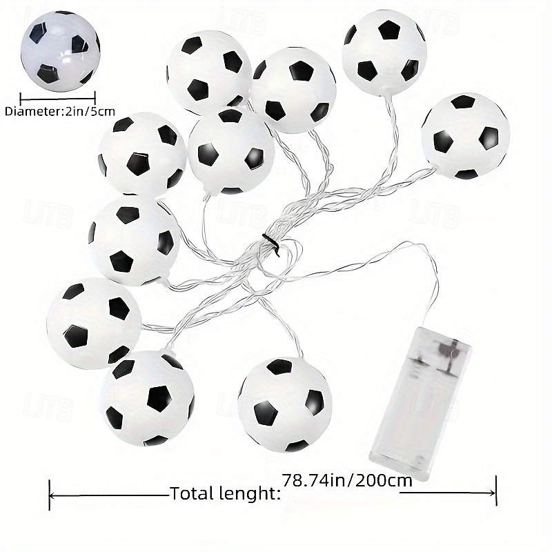 1 cadena de luces LED de 2 m y 10 ledes para balón de fútbol: luces LED de interior con caja de batería, luz cálida, luz blanca y opciones de luz de colores para sala de estar, dormitorio, fiesta y 2026 - $10.99 –P2