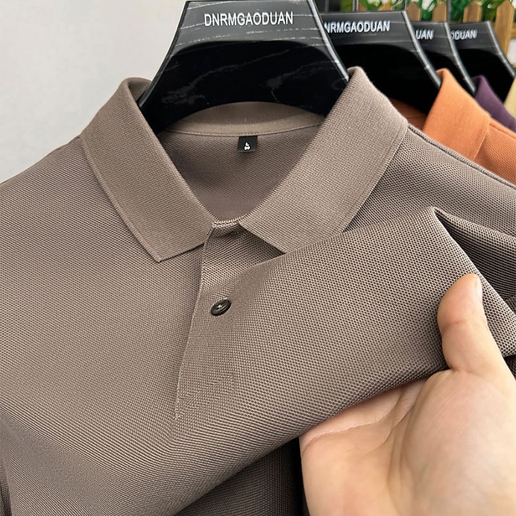 Men's Polo Polo Shirts Casual Vacation Lapel Short Sleeve Fashion Modern Plain Buttons Plain Summer Spring Regular Fit Lake blue Black White Yellow Pink Red Polo 2026 - $18.99 –P8