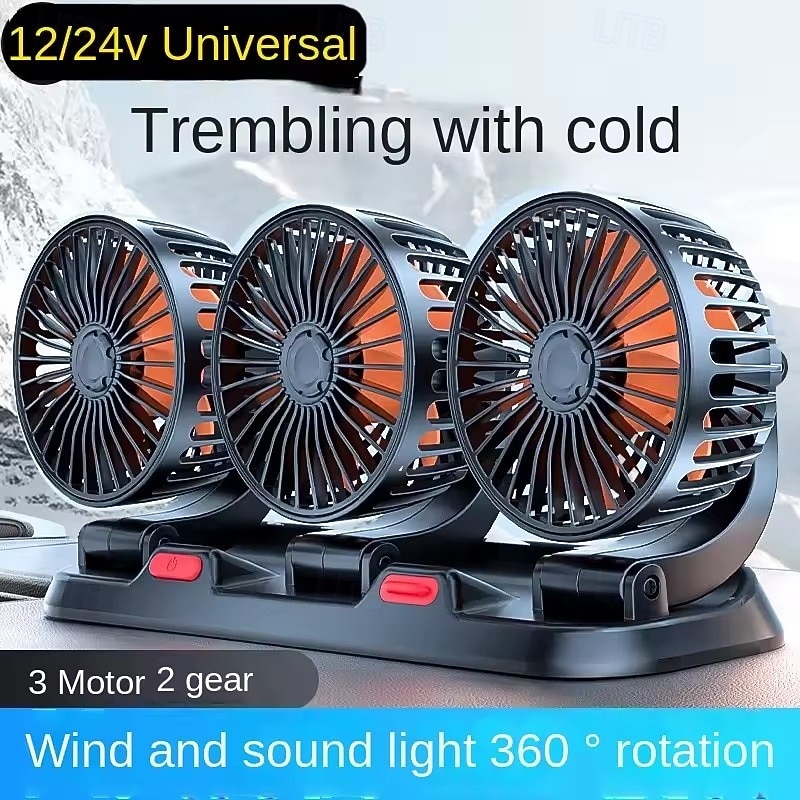 Triple Head USB Car Fan, 360° Rotatable Dashboard Cooling Fan, 2 Speed Strong Airflow Quiet Electric Auto Fan with Hidden Parking Phone Number Plate for Car, Truck, SUV, RV, Van, Car Accessories 2026 - $38.99 –P1