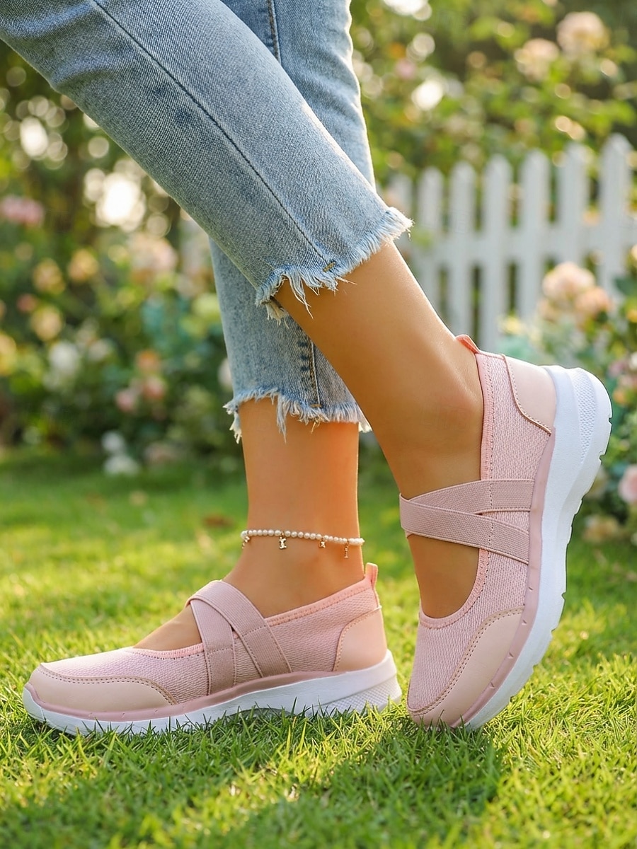 Women's Pink Mary Jane Sneakers – Breathable Lightweight Mesh Slip-On Sport Shoes for Walking, Casual Wear, Travel and Daily Activities 2026 - $24.99 –P3