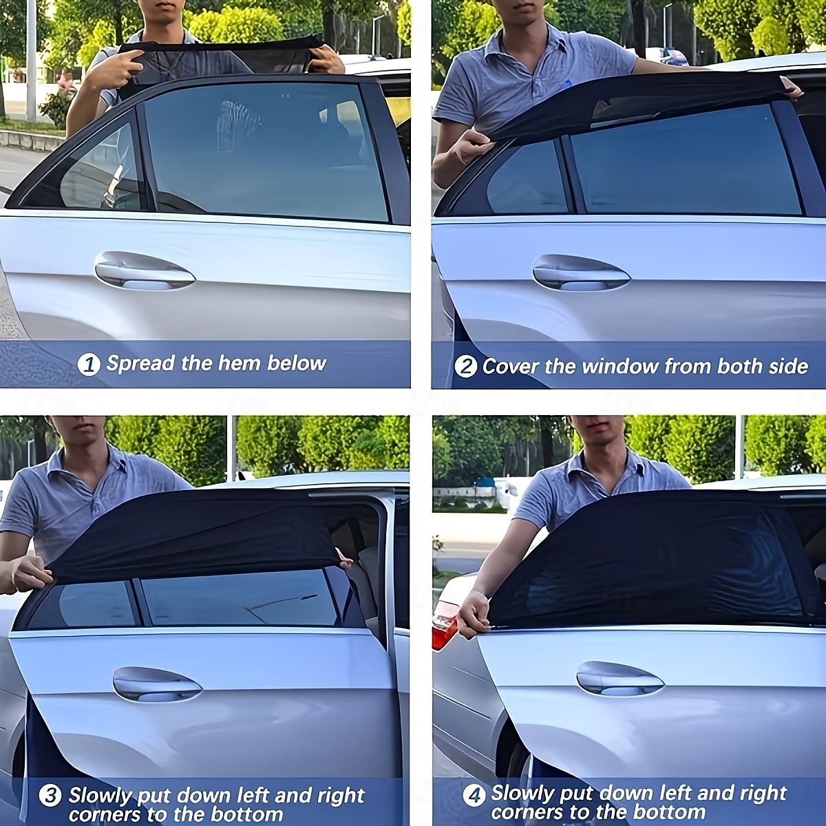 4-delars solskyddsset för bilfönster, UV-skydd, insynsskydd för fram- och bakfönster, lämplig för bilar och SUV:ar, enkel att installera, andningsbart nätmaterial, blockerar skadliga UV-strålar 2026 - $15.99 –P5