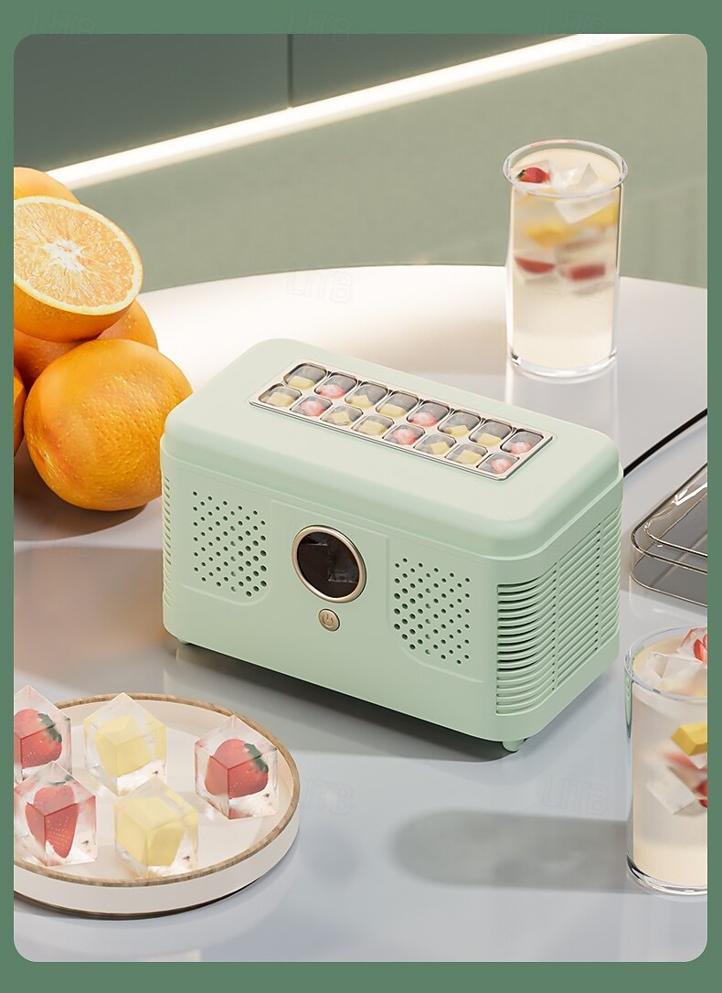 Mini ijsmachine voor op het bureau, draagbare ijsmachine voor thuis, kantoor of camper, maakt ijs in 10-15 minuten, compacte kleine ijsmachine met 12/16 ijsblokjes per cyclus. 2026 - $146.99 –P12