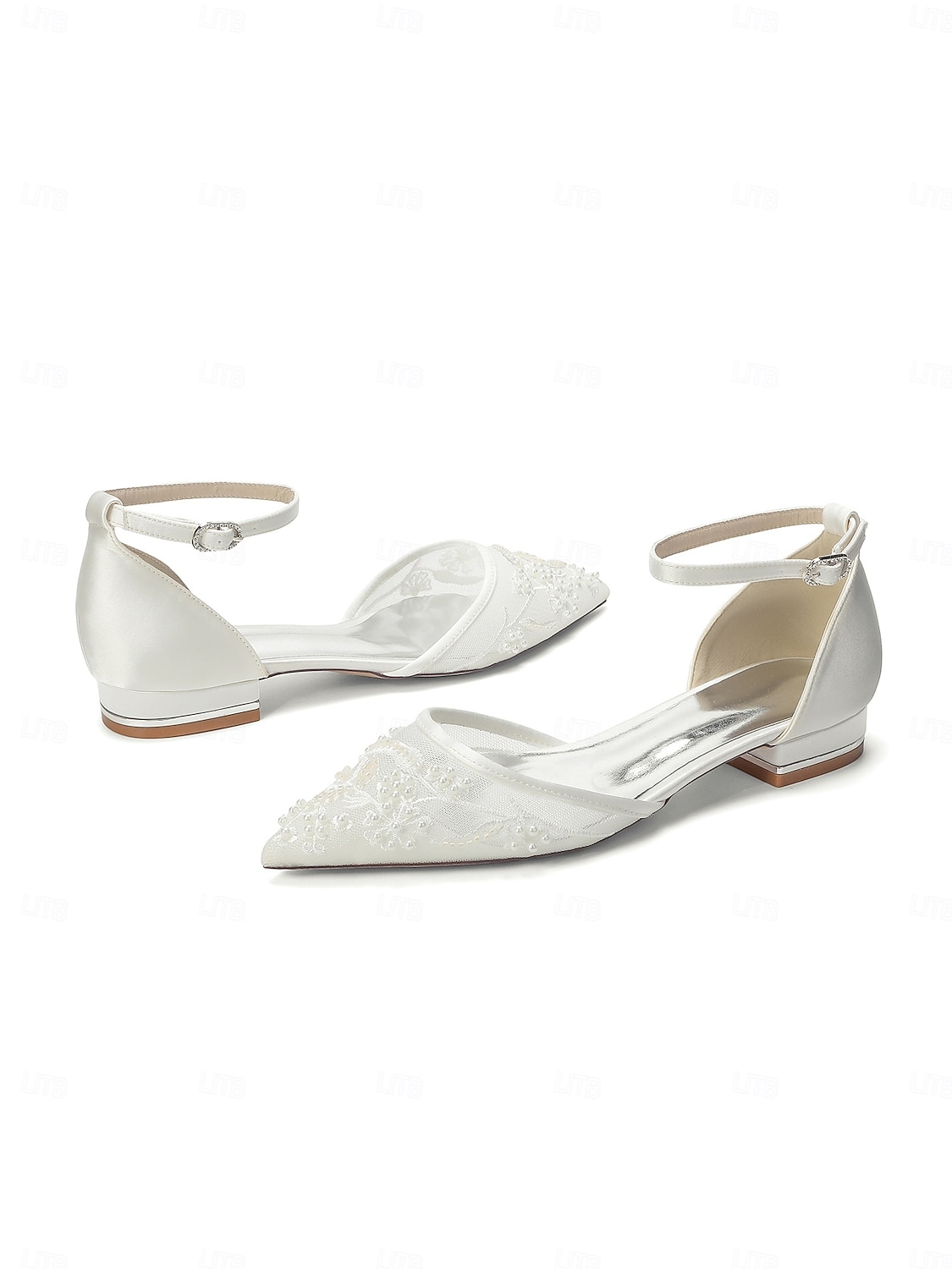 Dámské svatební boty v barvě slonové kosti s perleťovým detailem - elegantní svatební balerínky pro zahradní svatbu 2026 - $59.99 –P5