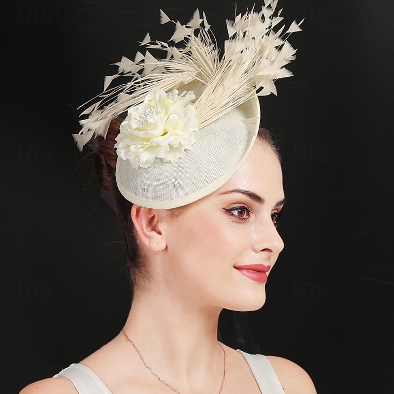 Fascinadores Linho Casamento Vintage Estilo bonito Retro Com Penas Flor Capacete Chapéu de 2026 por $22.99 –P7