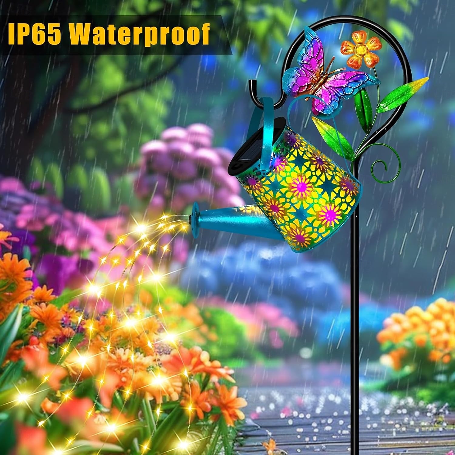 buitenzonne-metalen vlinder &Bloemgieter met prikverlichting, IP65 waterdicht, decoratieve ledlamp voor tuin, terras, erf, pad, gazon, villa, feest, verjaardag & vakantie 2026 - $47.99 –P6