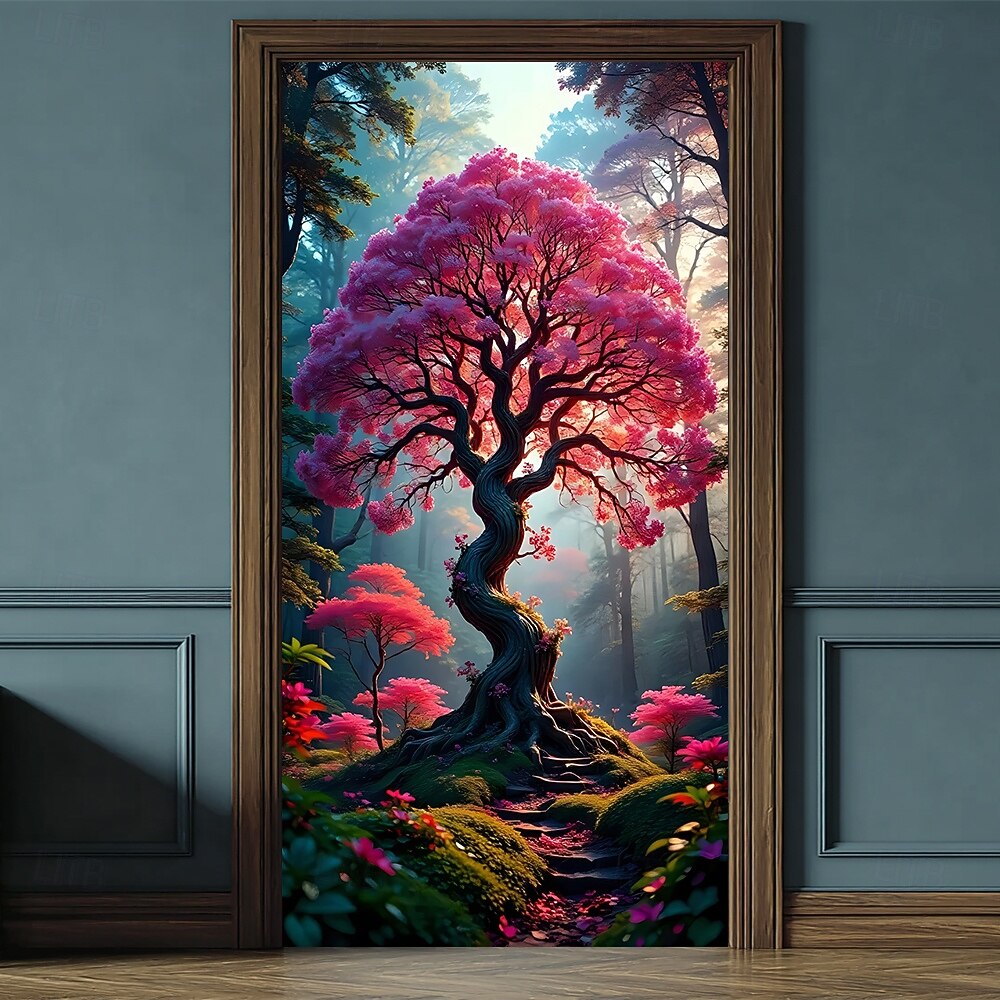 Árvore da vida, lua cheia gigante, raízes brilhantes, paisagem noturna mística, banner de porta, tapeçaria de parede, decoração para casa, decoração de porta de entrada, decoração de hall de entrada, de 2026 por $17.99 –P13