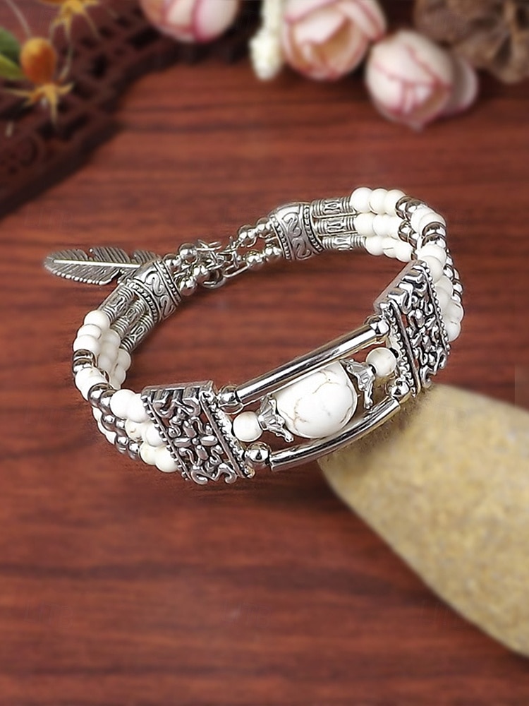 Naisten boheemityylinen turkoosi metalliseosrannekoru, monivärinen, ihanteellinen jokapäiväiseen käyttöön, lomalle ja matkoille 2026 - $9.99 –P7