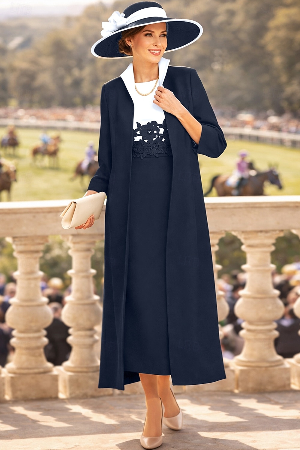 Duas Peças Tubinho Até o Tornozelo Vestido de convidada de casamento Vestido Para Mãe dos Noivos Sem Manga Decorado com Bijuteria Elegante Convidado do casamento Festa de Casamento Igreja Tecido Que de 2026 por $172.99 –P5
