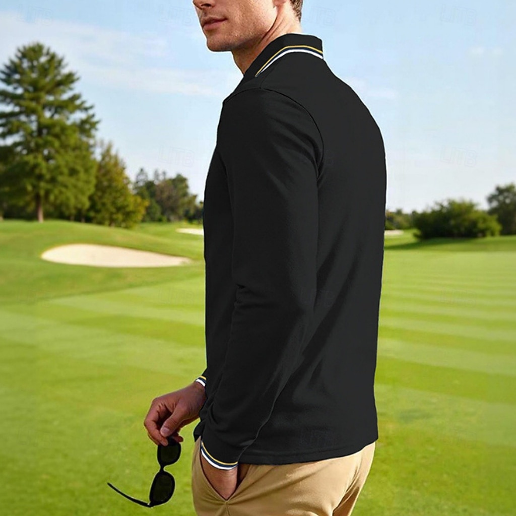 Men's Golf Shirt Golf Polos Shirts Casual Street Lapel Long Sleeve Basic Modern Plain Buttons Spring Fall Regular Fit Black White Red Navy Blue Dark Grey Light Blue Golf Shirt 2026 - $20.99 –P15