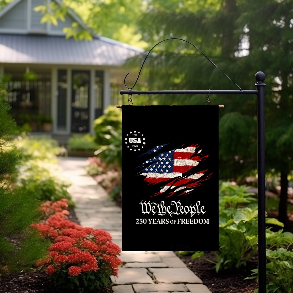 2 kpl 250-vuotisjuhlavuotta esittelevä Yhdysvaltain lippu, kaksipuolinen, ulkokäyttöön tarkoitettu isänmaallinen puutarhalippu Vapaudenpatsaalla, 4. heinäkuuta -koristeet Yhdysvaltain 250-vuotisjuhlaan, USA 250 -aiheiset tuotteet, muisto 1776-2026 2026 - $11.49 –P4