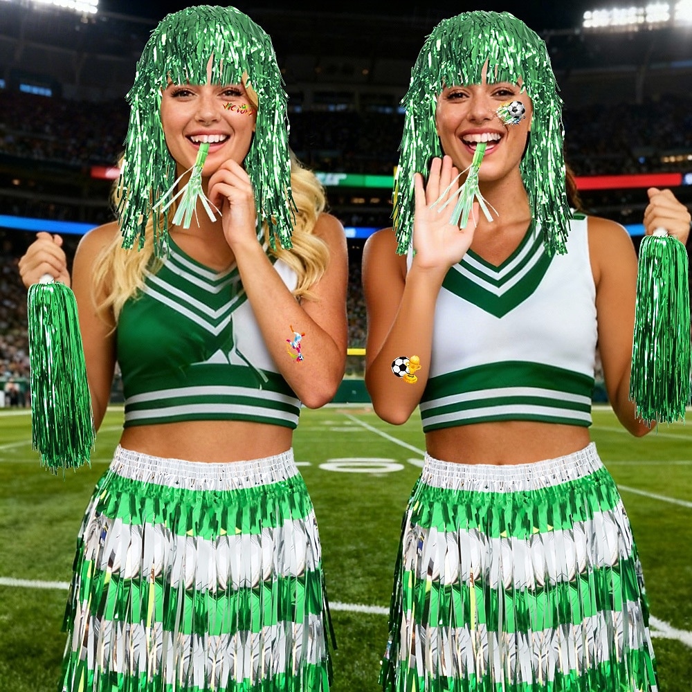 5pcs/set Soccer Summer Global Match Fan Gear Set, Wig Hat with Handheld Cheer Pom Poms, Football Fan Costume Accessories for Game Day Party Sports Events 2026 - $16.99 –P11