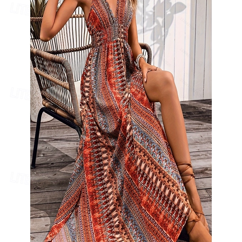 Stile Boho Retrò Vintage Boho Lunghezza lunga Vestito Senza maniche Stile Boho Scollo a V Costume Per donna Mascherata Festival Musicale Festa a tema retrò Adulti Vestito Estate del 2026 a $36.99 –P3