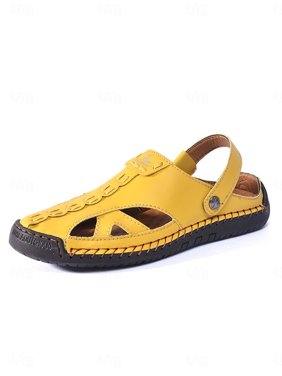 Sandali da donna gialli per esterni: comode scarpe estive traspiranti in pelle antimicrobica, ideali per passeggiate, vacanze, giardino e per l'uso quotidiano. del 2026 a $46.99 –P1