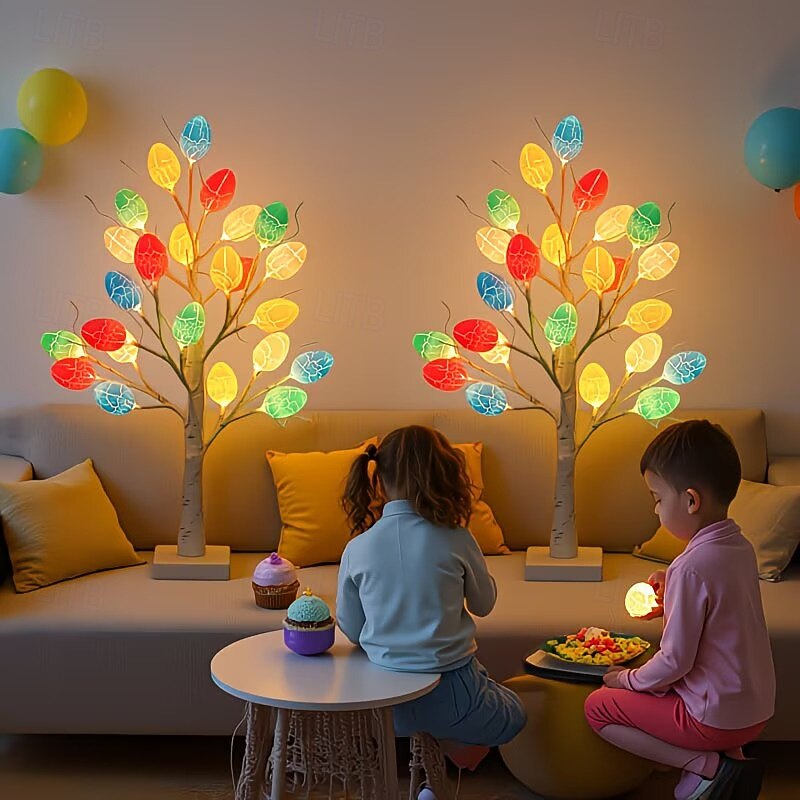 קישוט עץ ביצי פסחא, אורות זוהרים חמים, אידיאליים לחצרות חיצוניות, חדרי מגורים ביתיים, קישוטי מסיבת פסחא, קישוטי חג 2026 - $48.99 –P3