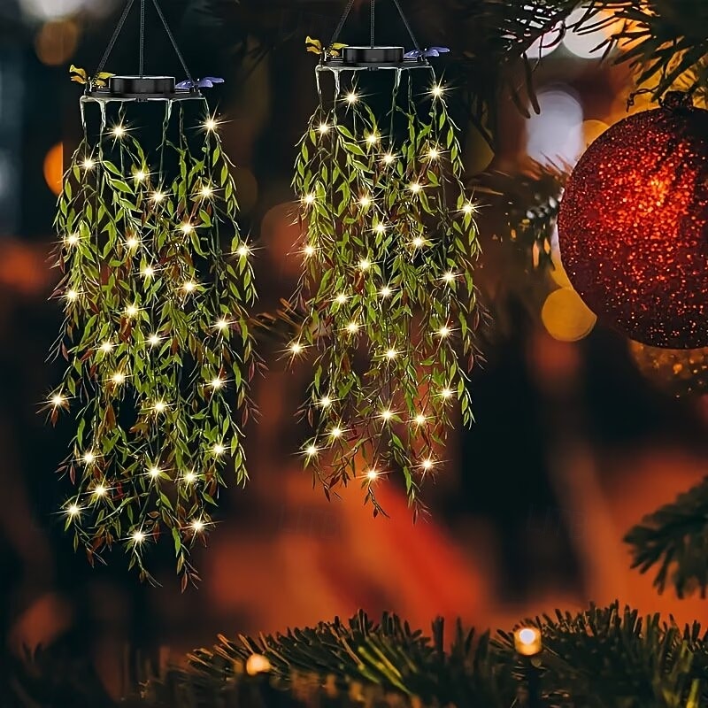 LED-tuinverlichting op zonne-energie met kunstmatige hangende bamboebladeren, imitatie hangende klimplanten, kunstmatige bamboe- en wilgenbladverlichting, geschikt voor tuinen, bruiloften en feesten, 2026 - $35.99 –P8