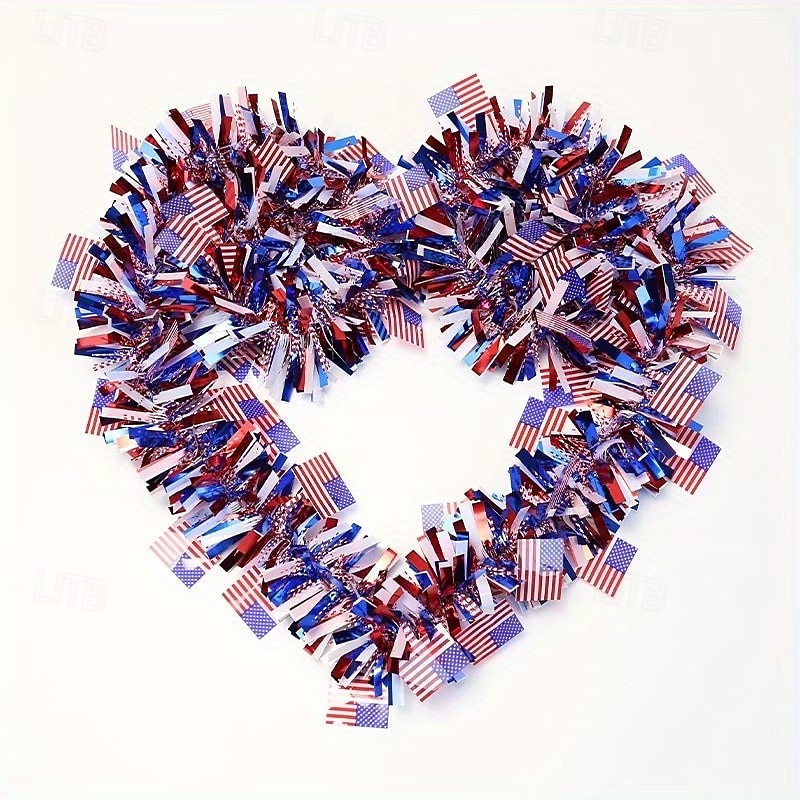 4/6 st patriotisk glittergirlang amerikansk flagga folie fransbanderoll 2m/6,6ft röd vit blå girlang för 4 juli självständighetsdagen minnesdagen arbetsdagen festdekorationer väggbonad heminredning 2026 - $15.99 –P6