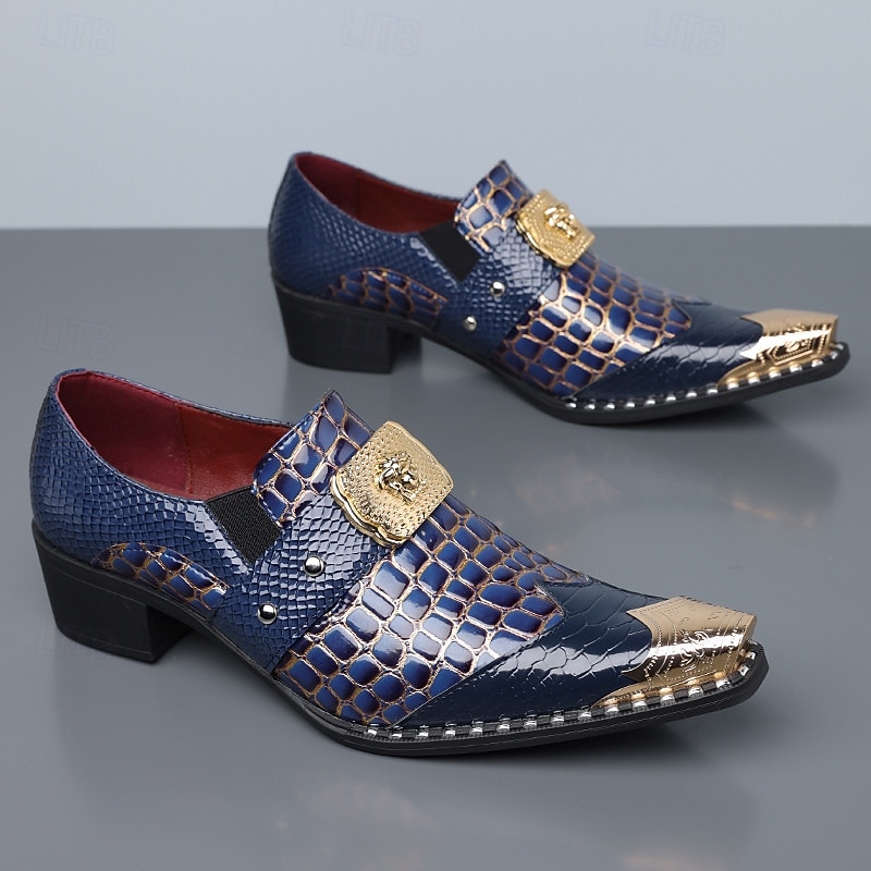 Men's Dark Brown Faux Leather Monk Strap Shoes – Croc Embossed Dress Shoes, Business, Wedding & Formal Wear 2026 - $79.99 –P4