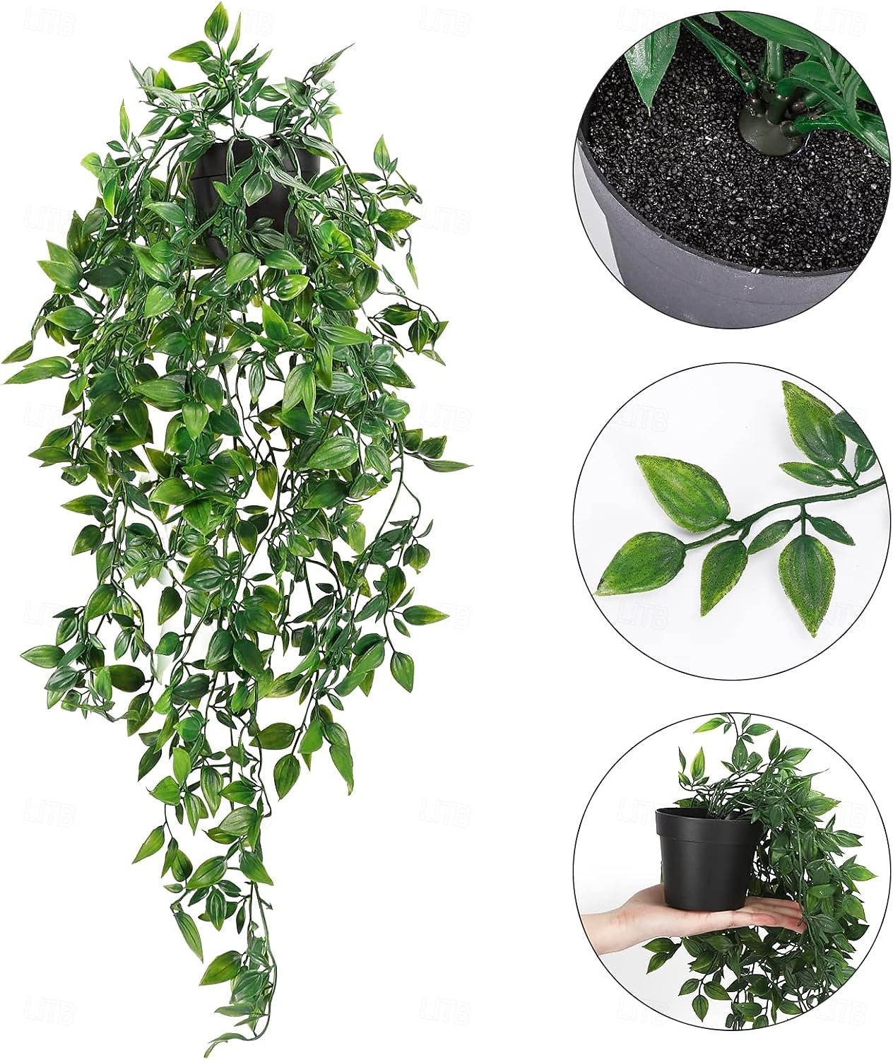 Confezione da 2 piante finte sospese, piante artificiali in vaso per interni ed esterni, decorazioni estetiche per ufficio, soggiorno, mensole, piante rampicanti finte sospese, piante artificiali del 2026 a $16.99 –P4