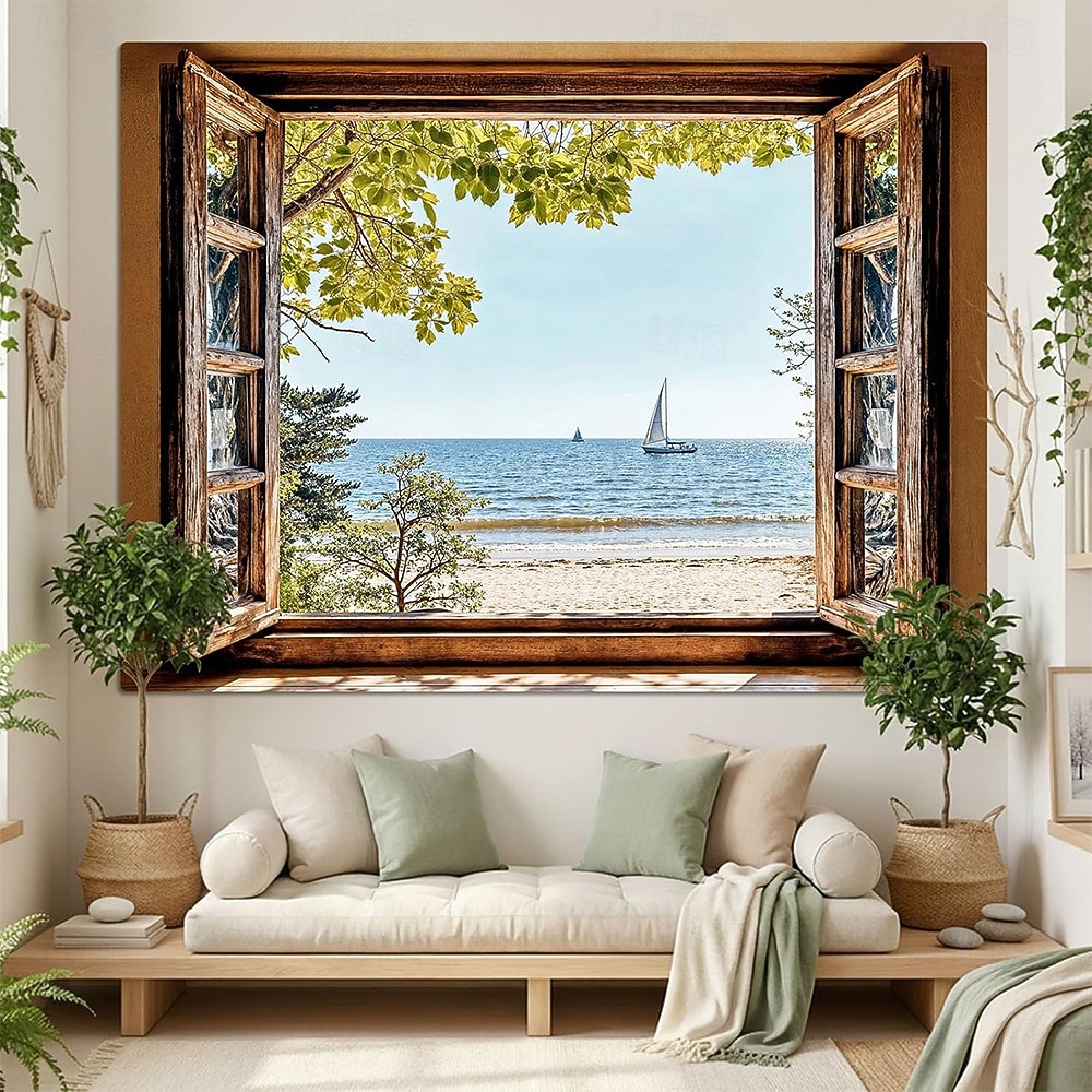 3D Zen Garden Window View Wall Tapestry Cherry Blossoms Sakura Pond Rocks Shoji Screen Tea Set Home Decor Living Room Bedroom Backdrop Office Mural Art 2026 - $19.99 –P10