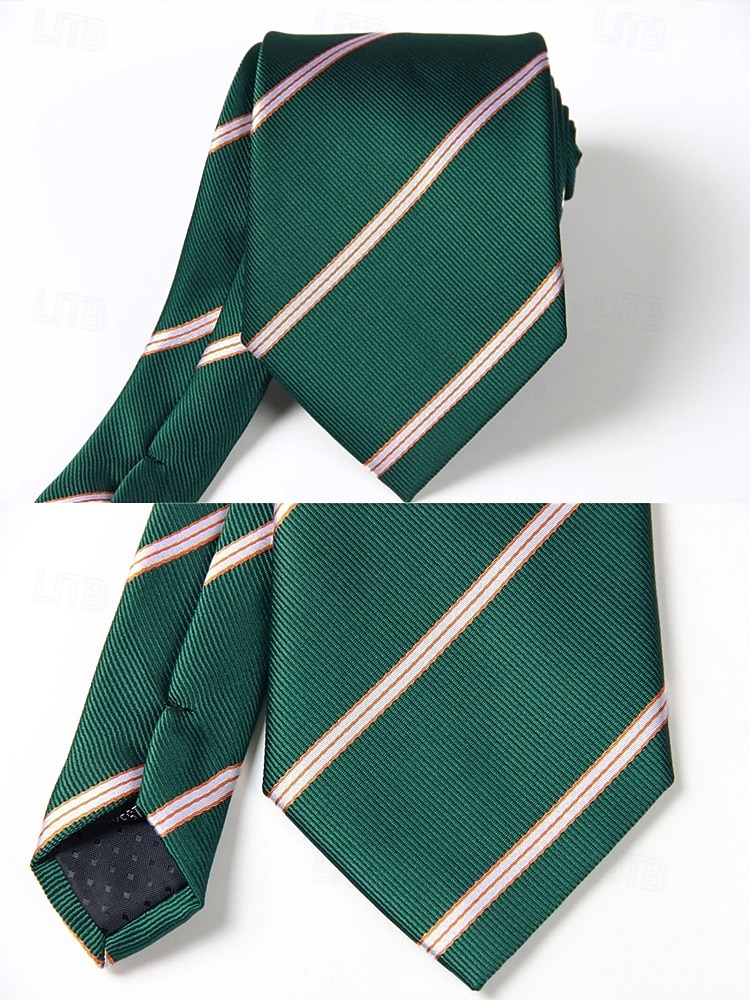 2026年 メンズポリエステルストライプネクタイ、クラシックフォーマルビジネス＆ウェディングパーティーアクセサリー、複数の色、男性のためのエレガントなプロフェッショナルスタイル  コレクション – $11.99 –P11