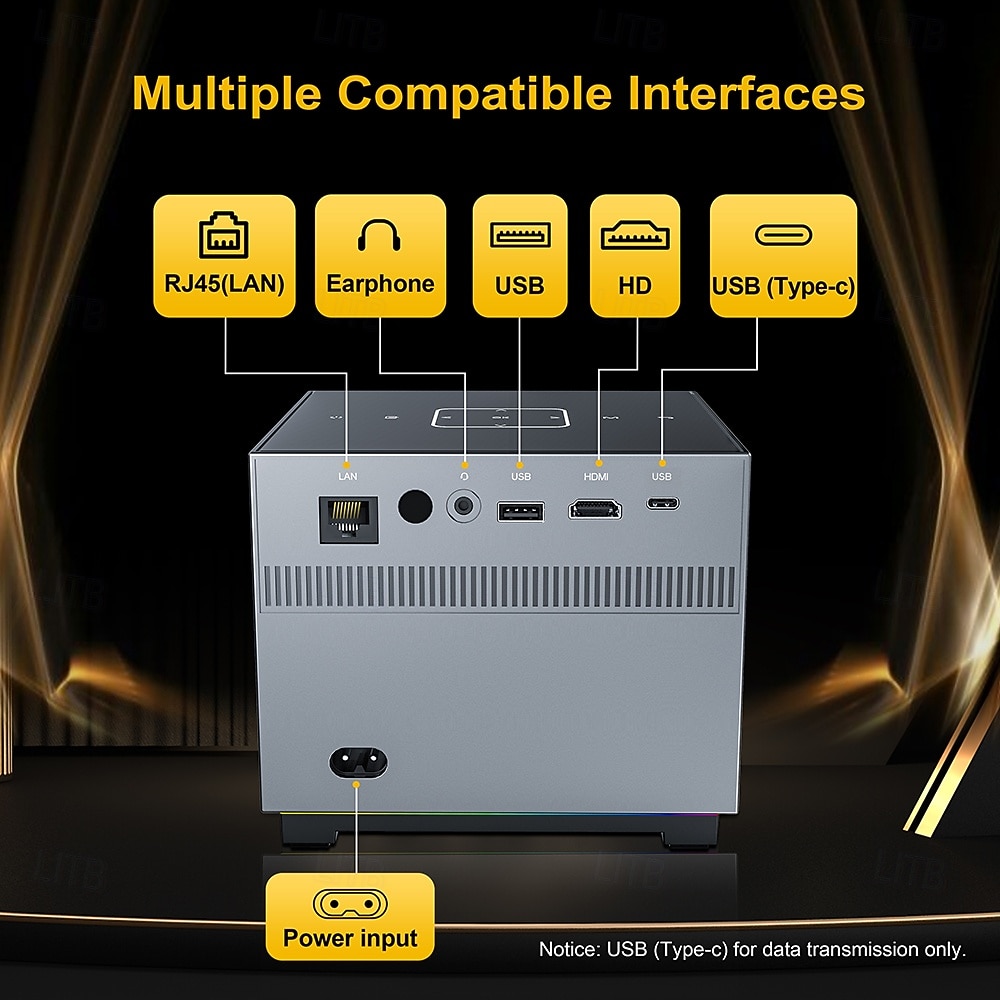 Přenosný mini chytrý projektor s Wi-Fi a Bluetooth, 2 GB + 16 GB Android, 720p LCD displej s podporou 4K/8K, hlasové dálkové ovládání domácího kina pro hraní her a filmů, dárek pro fotbalové fanoušky 2026 - $188.99 –P14