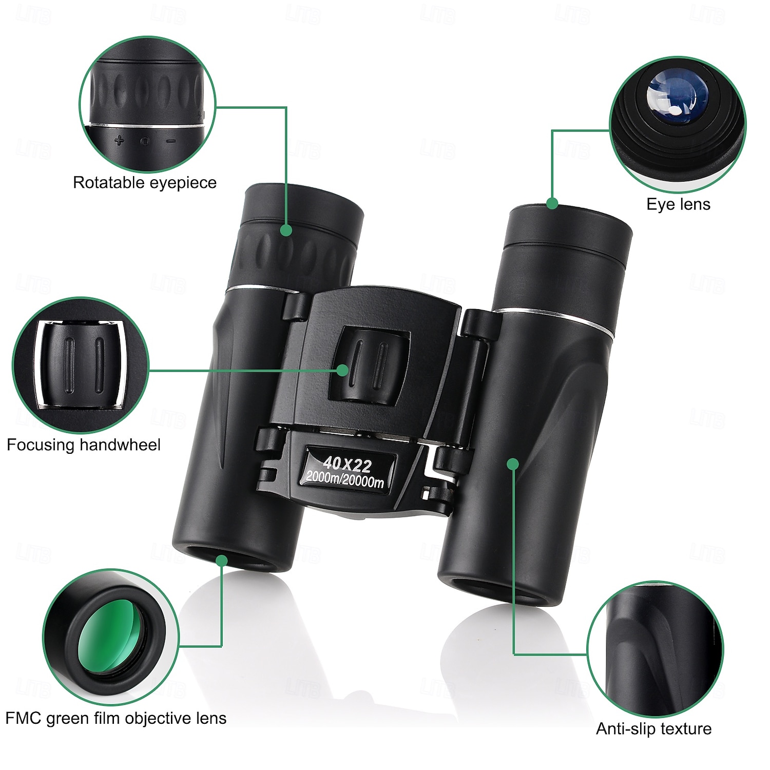 Prismáticos compactos 40x22 para adultos y niños, prismáticos de bolsillo HD de alta potencia con prisma Bak4 y lente FMC, prismáticos plegables e impermeables para observación de aves, conciertos, 2026 - $19.99 –P4
