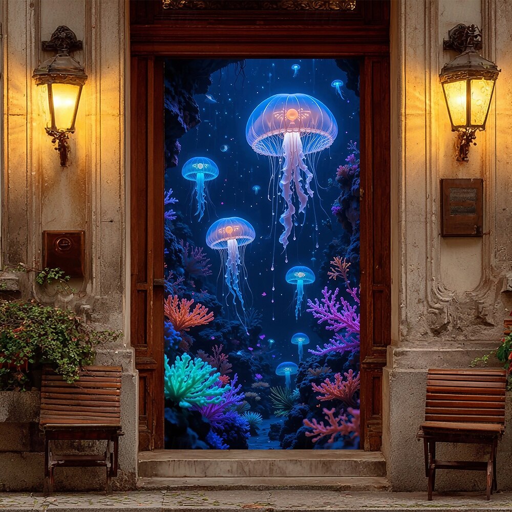 Posters Door Cover Outdoor Banners Jellyfish Tropical Modern 3D Party Dorm Teens Room College Dorm Guys Man Cave Frat Bedroom Shooting Backgrounds Home Decor 2026 - $17.99 –P4