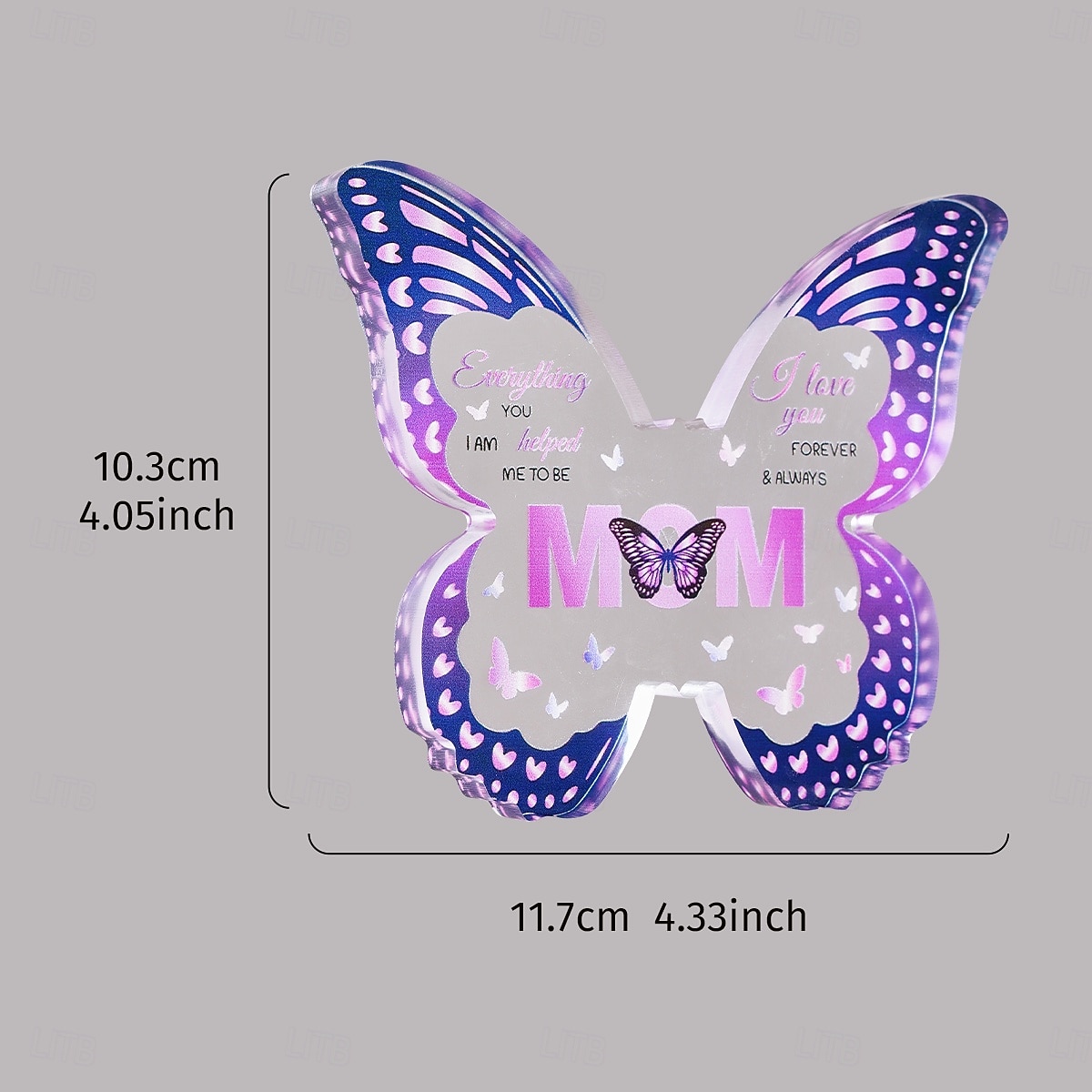 פריט קישוט בצורת לב ופרפר ליום האם אחד. קיימות מספר אפשרויות. מתאים למתנות יום האם ולקישוטי שולחן לחג המשפחה. 2026 - $9.99 –P3