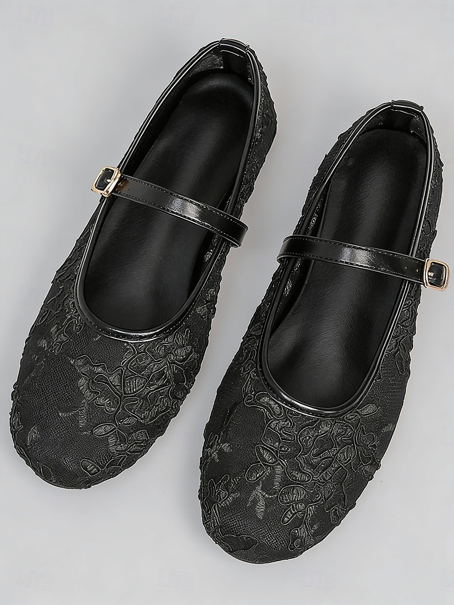 Γυναικεία ροζ δαντελένια φλατ παπούτσια - άνετα παπούτσια για παράνυμφους για γάμους στον κήπο 2026 - $32.99 –P6