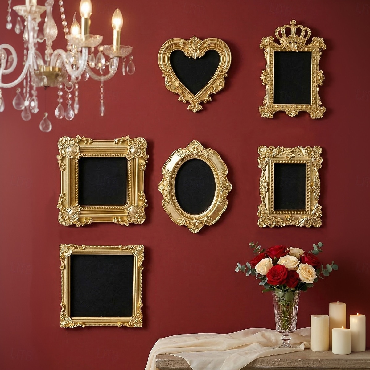 6PCS Vintage Gold Resin Embossed Frame Set – DIY Wall Decor, Photo Frame Accents for Home, Party, Birthday, Wedding, Holiday, Photography Props, Miniature House Decoration 2026 - $42.99 –P4