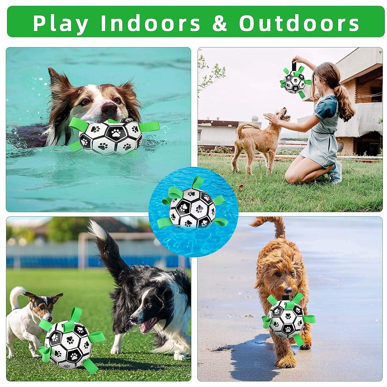 Dog Soccer Ball with Grab Tabs, Upgraded Interactive Dog Toys, Tug of War Dog Toy, Rubber Ball, Dog Water Toy, Herding Ball for Dogs, Funny Dog Toys for Small & Medium Dogs 2026 - $25.99 –P6