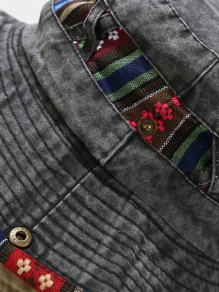 Ανδρικό καπέλο bucket από μείγμα βαμβακιού σε μποέμ στιλ με έθνικ σχέδια, πολύχρωμο σχέδιο – ιδανικό για καθημερινή χρήση και ταξίδια διακοπών 2026 - $11.99 –P13