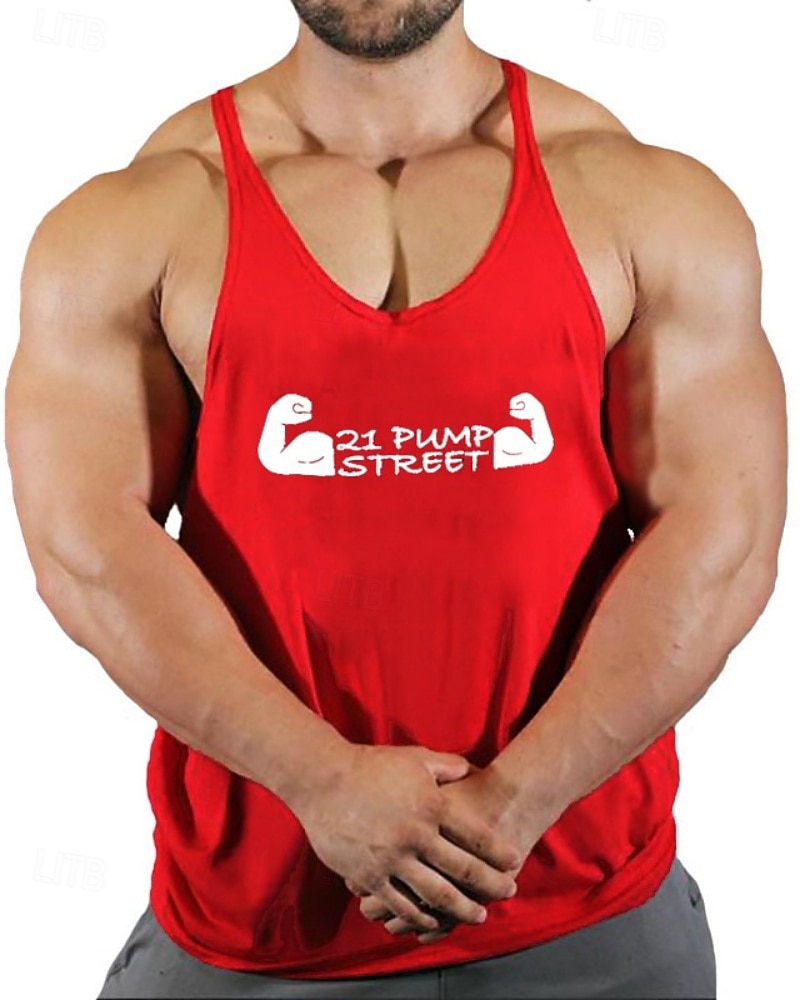 Herr Grafisk Bokstav Träningströja Linne för jogging Gymlinne Sommar Ärmlös Snabb tork Fuktabsorberande Gymträning Aktiv träning Träning Blå Svart Vit Sportkläder Sportkläder 2026 - $8.99 –P10