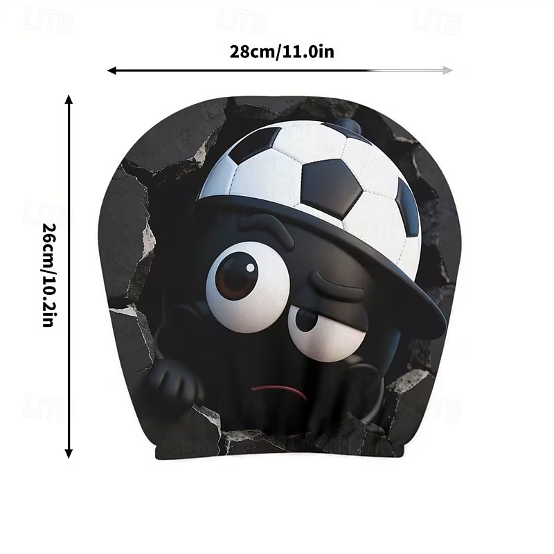 2 stuks grappige hoofdsteunhoezen met voetbalhoofd-uitdrukking voor in de auto, gemaakt van non-woven polyester, universele pasvorm, wasbaar, eenvoudig te installeren, perfect voor roadtrips of 2026 - $9.49 –P22