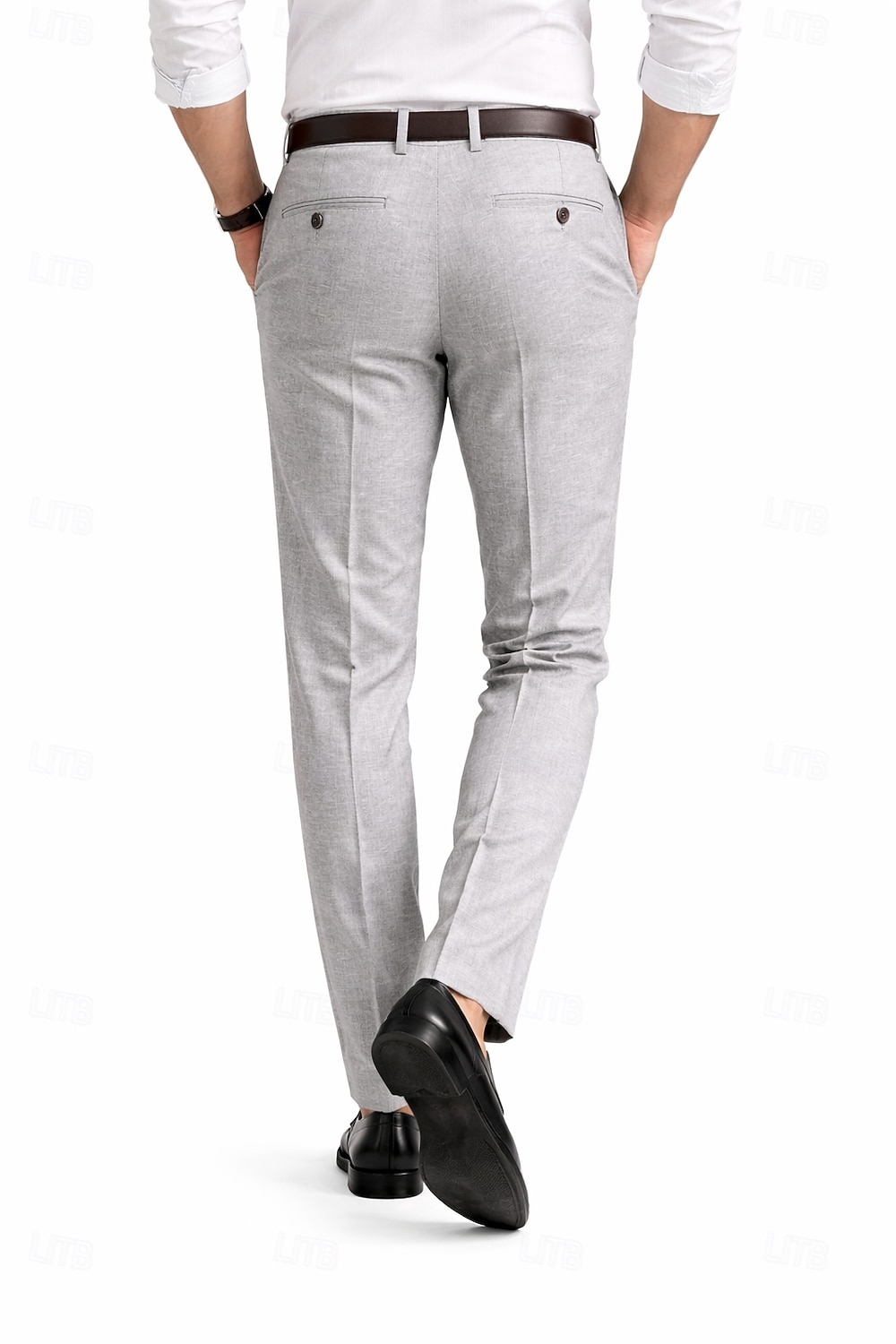 Uomo Cotone Lino Pantaloni Eleganti Pantaloni casual Affari Ufficio Vintage Classico & Senza Tempo Formale Bianco Rosa Borgogna Primavera & Estate Pantaloni Tinta unica Vestibilità aderente Lungo del 2026 a $39.99 –P4