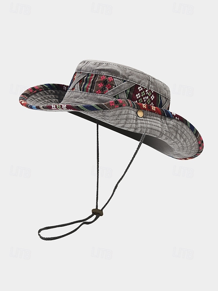 Ανδρικό καπέλο bucket από μείγμα βαμβακιού σε μποέμ στιλ με έθνικ σχέδια, πολύχρωμο σχέδιο – ιδανικό για καθημερινή χρήση και ταξίδια διακοπών 2026 - $11.99 –P6