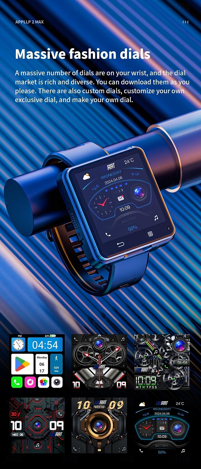 LOKMAT APPLLP 2 MAX Smart Watch 2.64 inch 4G LTE Cellular Smartwatch Phone Pedometer Call Reminder Alarm Clock Compatible with Null Unisex GPS Hands-Free Calls Media Control IPX-4 57mm Watch Case 2026 - $243.89 –P9