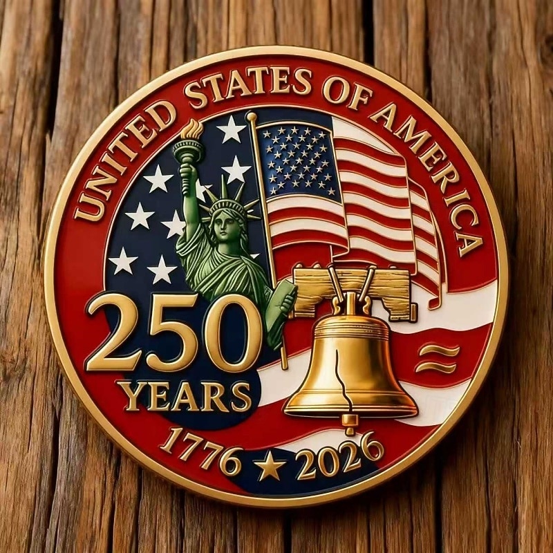 Moeda comemorativa do 250º aniversário dos EUA, moeda de desafio do Dia da Independência dos EUA (1776-2026), moeda colecionável patriótica com águia, sino da liberdade e Estátua da Liberdade. de 2026 por $19.99 –P2