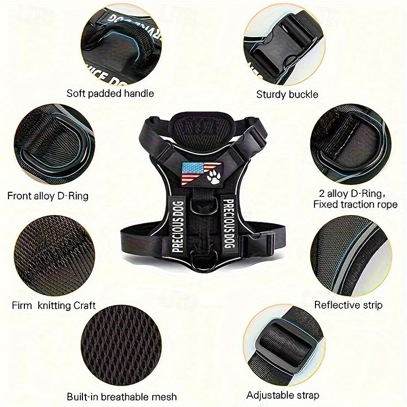 Set composto da pettorina e guinzaglio per cani da assistenza, include ciotola pieghevole, giubbotto riflettente e cinque toppe. Pettorina regolabile in morbido tessuto Oxford, adatta a cani di del 2026 a $31.99 –P6