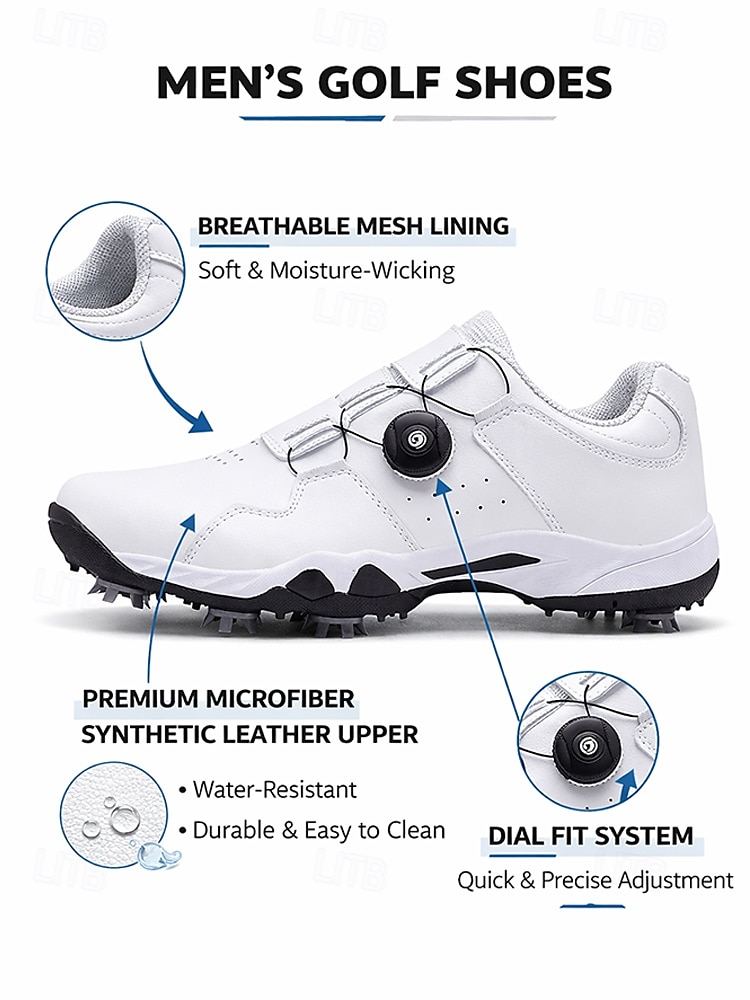 Men's Premium White Golf Shoes with High-Performance Outsole – Stylish and Comfortable for Professional Golf Players 2026 - $99.99 –P8