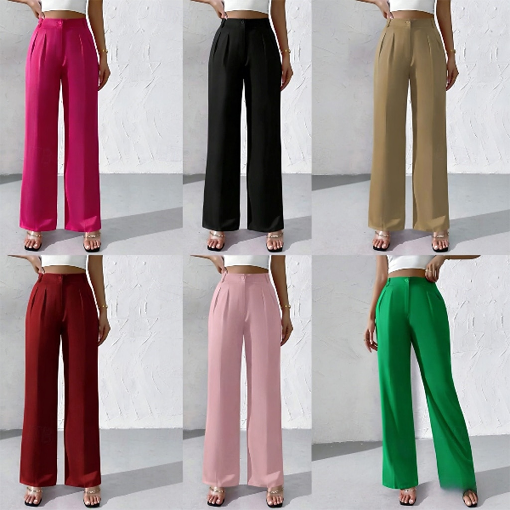 Pentru femei Pantaloni Costume Pantaloni de vară Vacanță Modă Casul Zilnic Lungime totală Talie Înaltă Culoare solidă Simplu Fermoar Buzunar Picior Larg Confort Ușor Απαλό Micro-elastic Haine de 2026 - $37.99 –P1