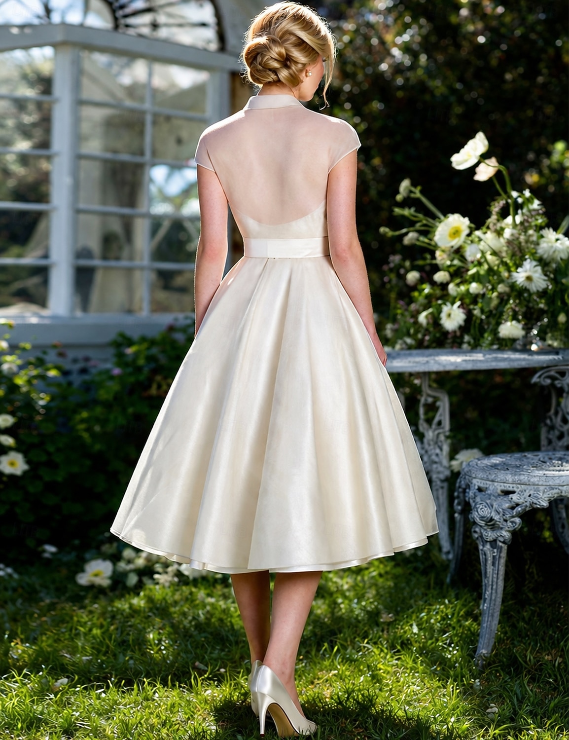 A-Line Knee Length Cocktail Dresses Party Dresses 1950s Hot White Sleeveless V Neck Valentine's Day Wedding Guest Tulle with Sash / Ribbon 2026 - $160.99 –P3
