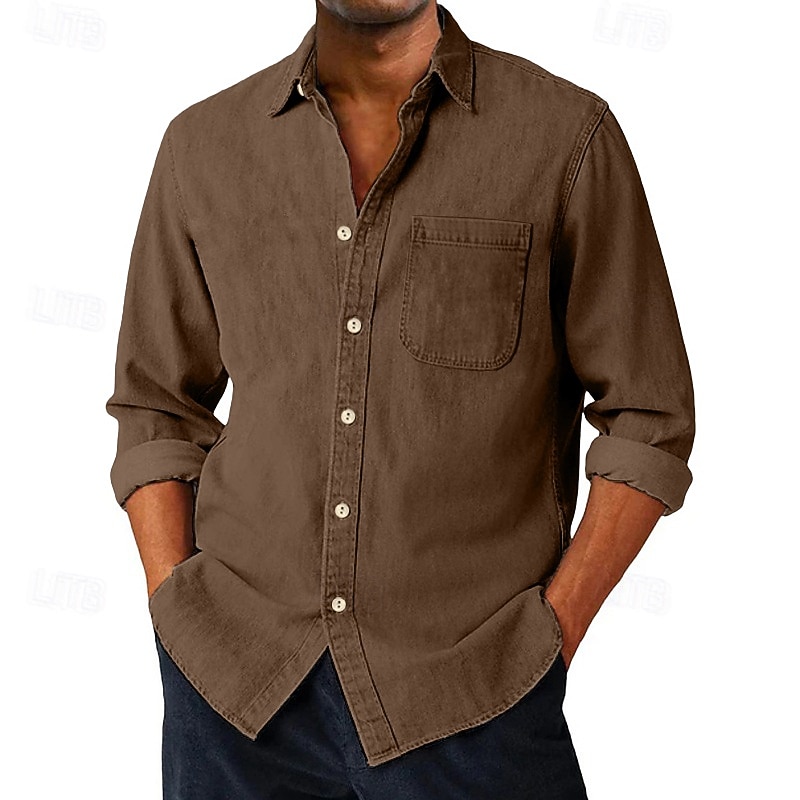 Camicia da Uomo SoftFade™ Camicia Casual Camicia Button Up Camicia Cargo Camicia Acid Wash Rossa Manica Lunga Piana Colletto Quotidiano Abbigliamento Esterno Moda Moderna Casual Comfort del 2026 a $31.99 –P2