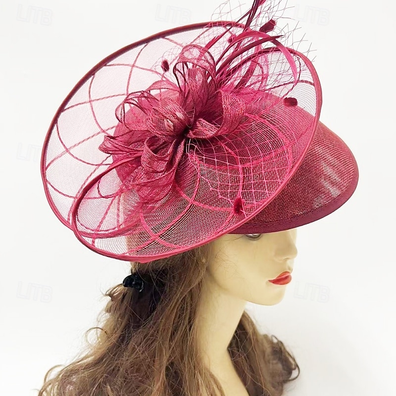fascinators Sinamay Bryllup Bursdag Elegant Årgang søt stil Med Perledetaljer Tyll Hodeplagg Hodeplagg 2026 - $22.99 –P4
